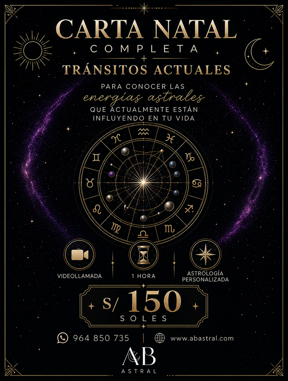 CARTA NATAL COMPLETA + TRANSITOS ACTUALES